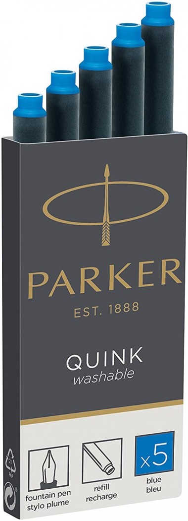 Vložek za nalivno pero parker 1/5 moder washable quink