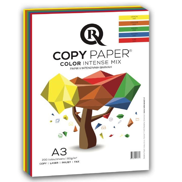 Papir barvni a3 r-copy 80gr mix intenziv 1/200