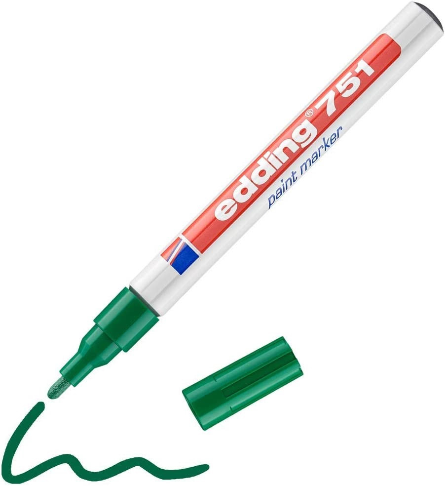Edding Marker z lakom E-751, 1-2 mm, zelen  10 KOS