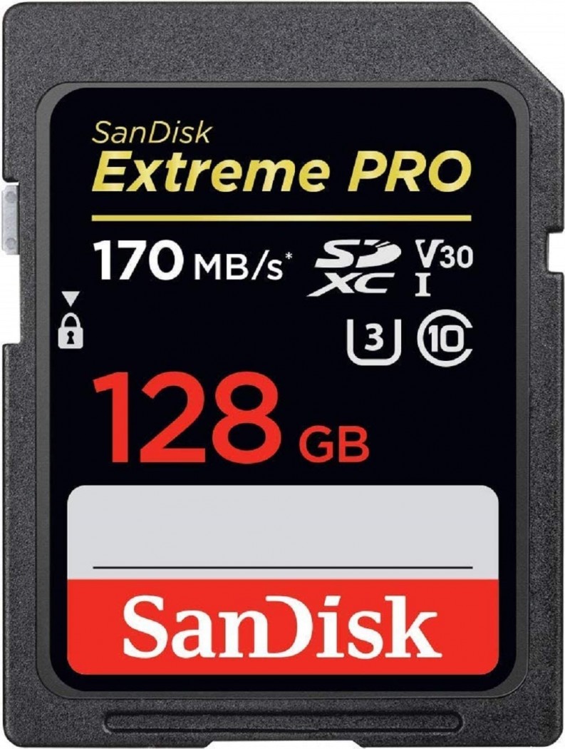 Spominska kartica 128gb sdxc sandisk extreme pro, 170/90mb/s, uhs-i sc 3 (u3)